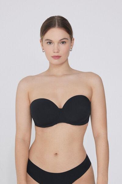 Black Full Coverage Bandeau Bra, Black, medium