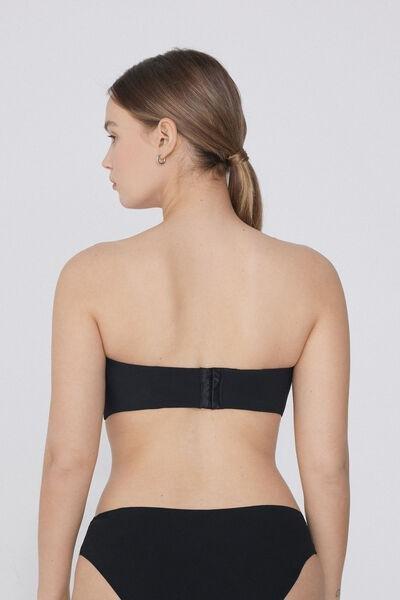 Black Full Coverage Bandeau Bra, Black, medium