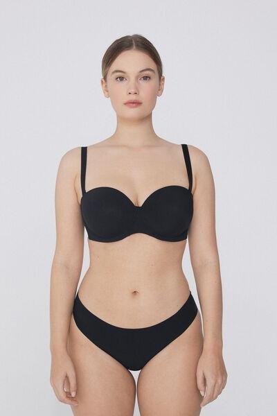 Black Full Coverage Bandeau Bra, Black, large image number 3