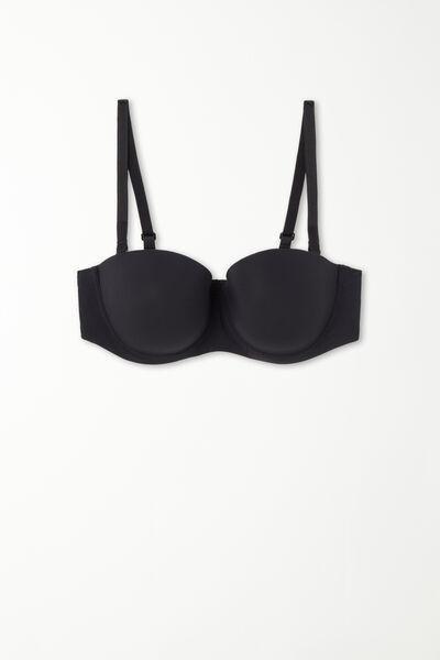 Black Full Coverage Bandeau Bra, Black, large image number 4