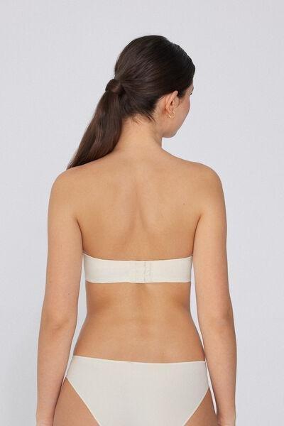 White Slightly Padded Bandeau Bra, Ivory Cream, medium