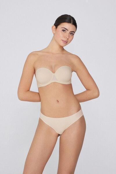 White Slightly Padded Bandeau Bra, Ivory Cream, large image number 6