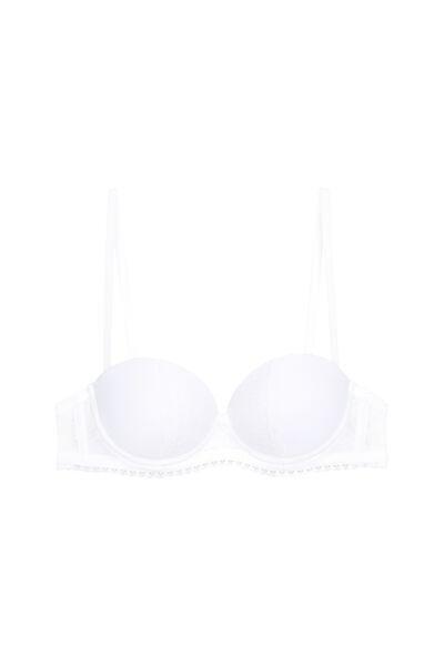 White Madrid Super Padded Microfibre And Lace Bandeau Bra, , large image number 4