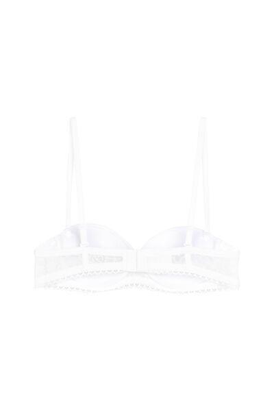 White Madrid Super Padded Microfibre And Lace Bandeau Bra, , large image number 5