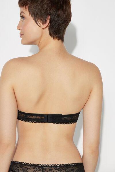 Black Madrid Super Padded Microfibre And Lace Bandeau Bra, Black, large image number 2