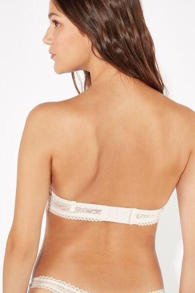 Cream Madrid Super Padded Microfibre And Lace Bandeau Bra, , large image number 2