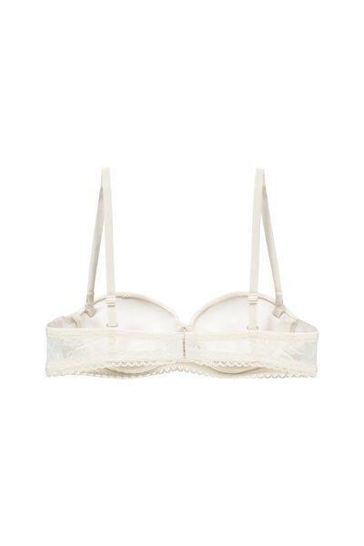 Cream Madrid Super Padded Microfibre And Lace Bandeau Bra, , large image number 5