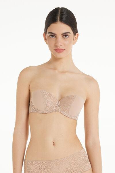 Madrid Extra-Padded Bandeau Bra in Microfibre and Recycled Lace 