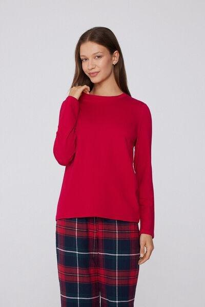 WINTER RED Long Sleeve Round Neck Plush Top with Viscose, 5701_873V, medium