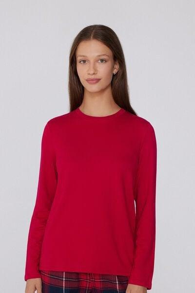 WINTER RED Long Sleeve Round Neck Plush Top with Viscose, 5701_873V, medium