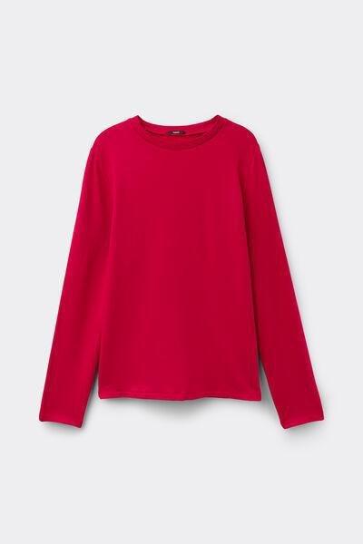 WINTER RED Long Sleeve Round Neck Plush Top with Viscose, 5701_873V, medium