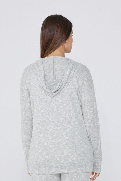 Grey Zip And Hood Loungewear Long Sweatshirt, 5701_188Y, large image number 2