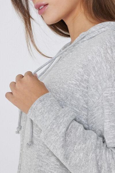 Grey Zip And Hood Loungewear Long Sweatshirt, 5701_188Y, large image number 3