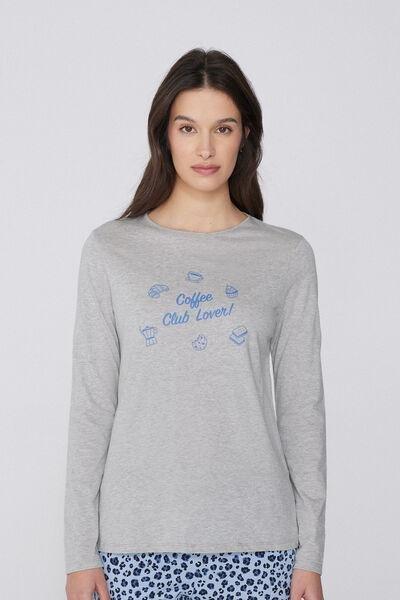 Grey Printed Cotton Top, , medium