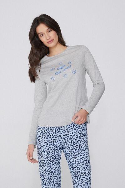 Grey Printed Cotton Top, 5701_367Y, large image number 0