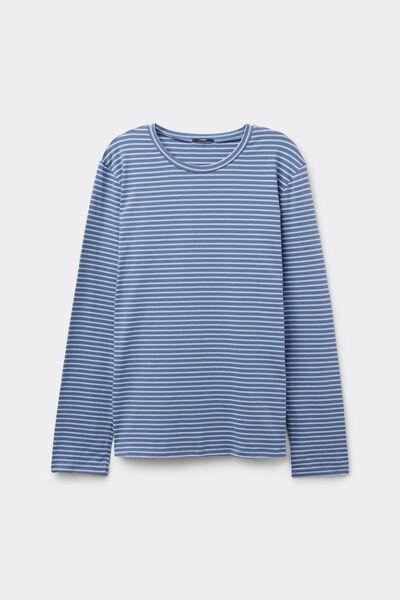 Blue Long-Sleeved Striped Top, , medium