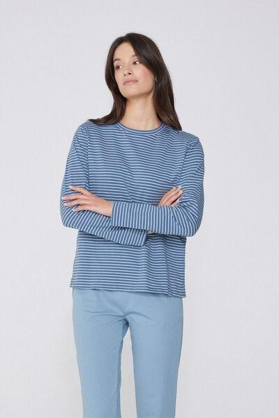 Blue Long-Sleeved Striped Top, , large image number 2