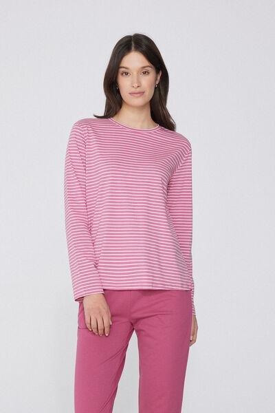 Pink Long-Sleeved Striped Top, 5701_397Y, large image number 0