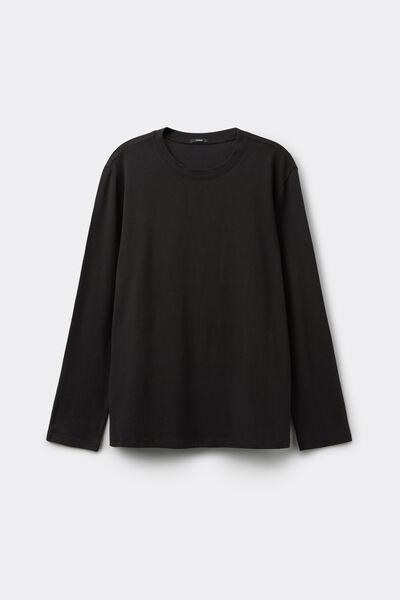 Black Long Sleeve Modal Top, Black, large image number 0