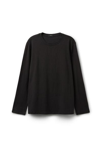 Black Long Sleeve Modal Top, Black, medium
