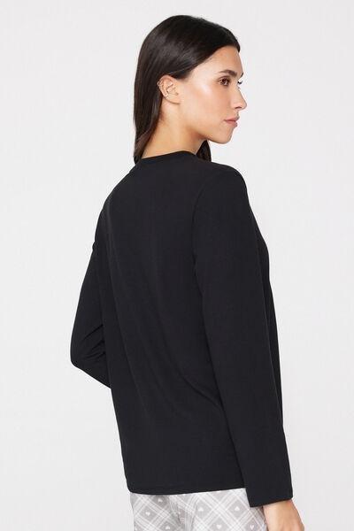 Black Long Sleeve Modal Top, Black, medium