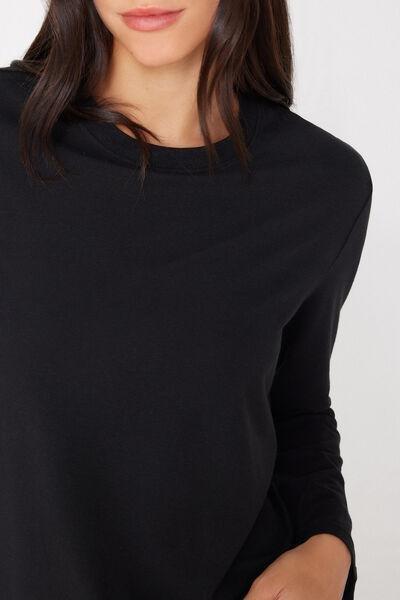 Black Long Sleeve Modal Top, Black, large image number 3