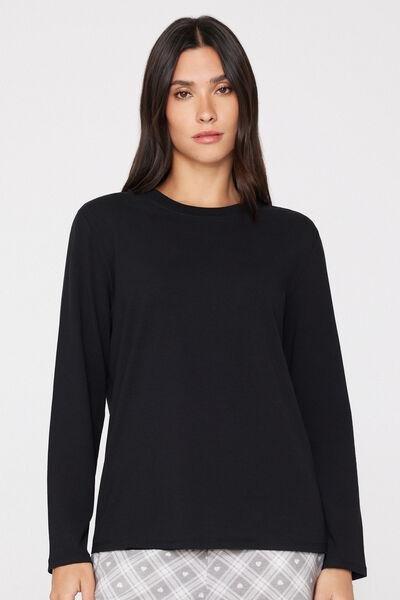 Black Long Sleeve Modal Top, Black, large image number 4