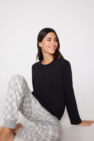 Black Long Sleeve Modal Top, Black, large image number 5