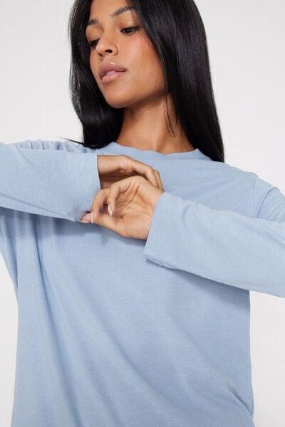 Blue Long Sleeve Modal Top, 5701_533Z, large image number 3