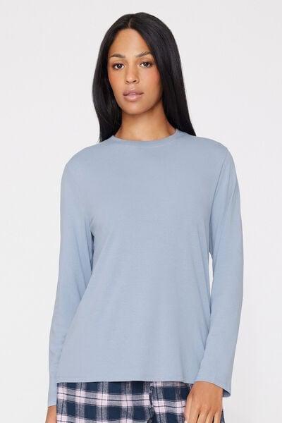 Blue Long Sleeve Modal Top, 5701_533Z, large image number 4