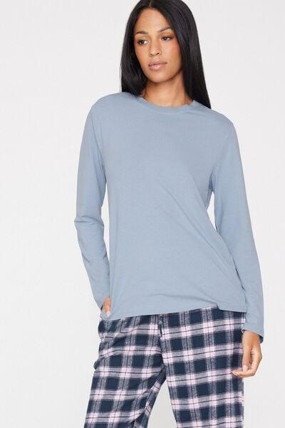 Blue Long Sleeve Modal Top, 5701_533Z, large image number 5