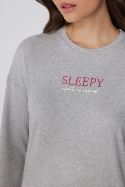Grey Long-Sleeved Oversized Cotton Top, , large image number 3