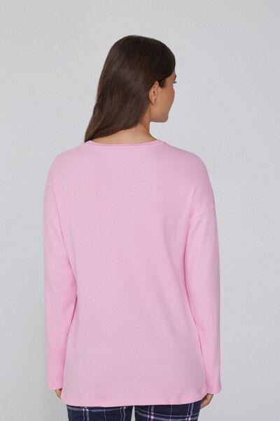 Pink Long-Sleeved Oversized Cotton Top, 5701_756Y, large image number 2