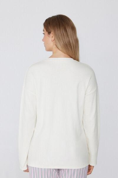 Cream Printed Long-Sleeved Oversized Top, , large image number 2