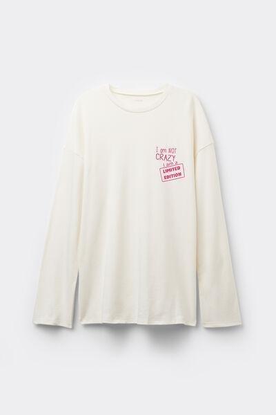 Cream Printed Long-Sleeved Oversized Top, , large image number 4