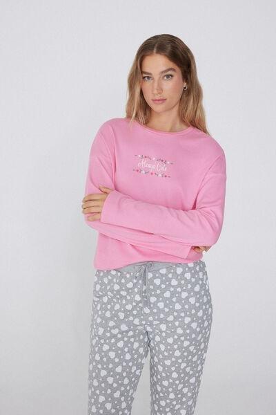 Pink Long-Sleeved Oversized Top, 5701_895W, large image number 0