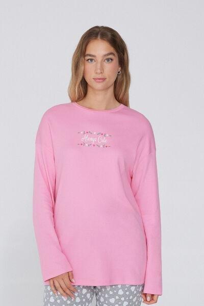 Pink Long-Sleeved Oversized Top, 5701_895W, large image number 1