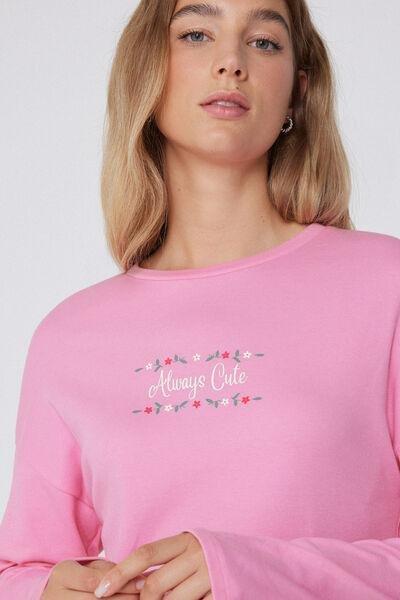 Pink Long-Sleeved Oversized Top, 5701_895W, large image number 3