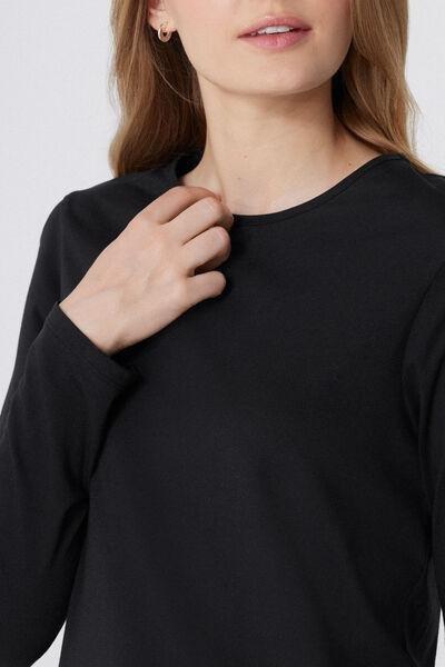 Black Long Sleeve Cotton Top, , large image number 3