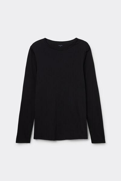 Black Long Sleeve Cotton Top, , large image number 4