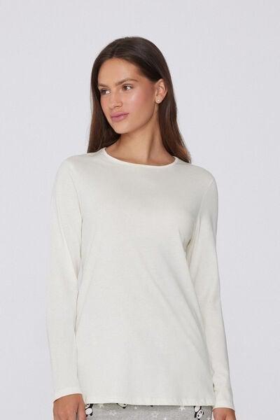 White Long Sleeve Cotton Top, , medium