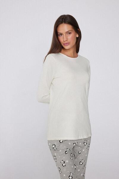 White Long Sleeve Cotton Top, , large image number 1
