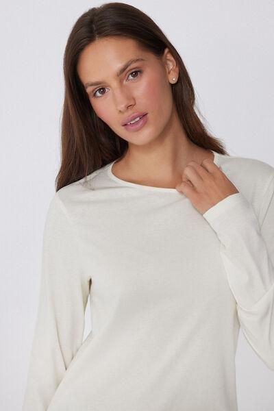 White Long Sleeve Cotton Top, , large image number 2