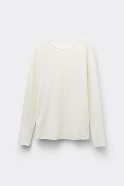 White Long Sleeve Cotton Top, , large image number 3