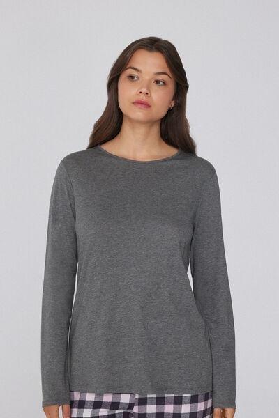 Grey Long Sleeve Cotton Top, , large image number 0