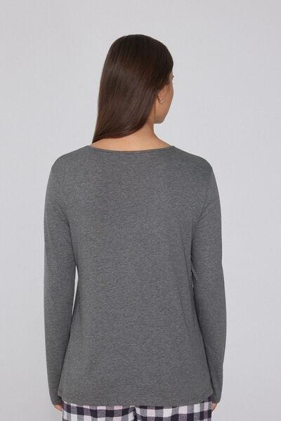 Grey Long Sleeve Cotton Top, , large image number 1