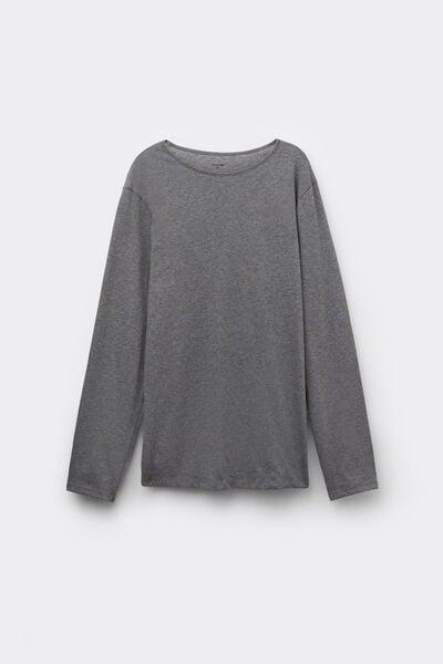 Grey Long Sleeve Cotton Top, Charcoal Grey Blend, large image number 4