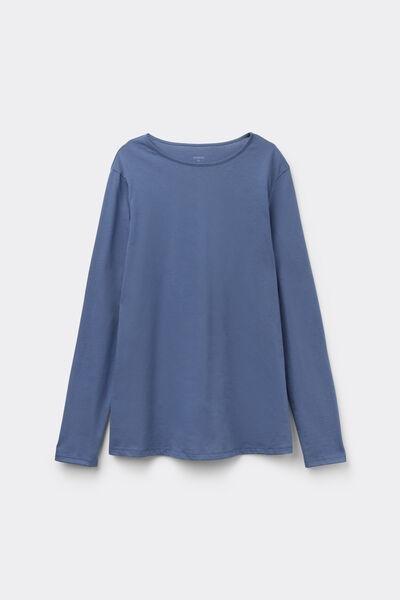 Blue Long Sleeve Cotton Top, , large image number 4