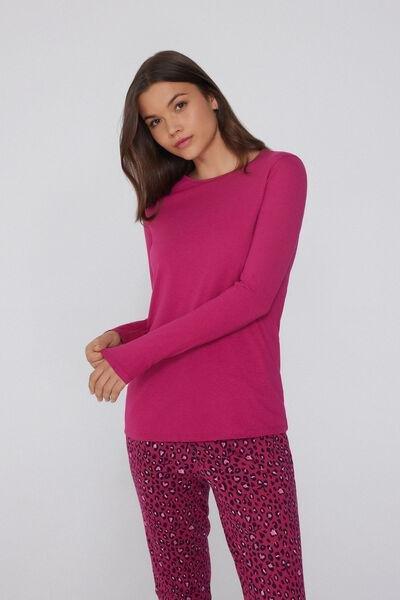 Pink Long Sleeve Cotton Top, , large image number 1