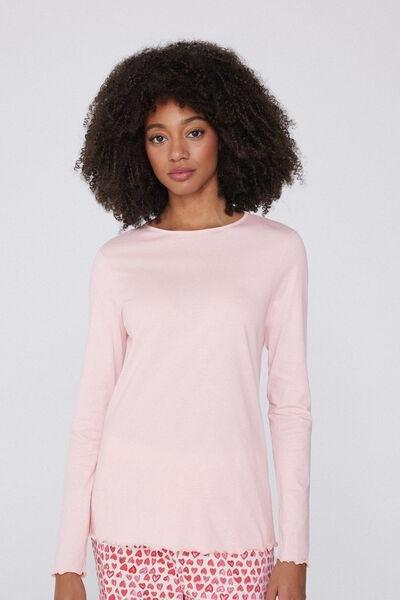Cream Long-Sleeved Rolled Hem Top, 5701_407Y, large image number 0